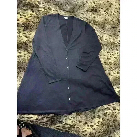 J. Jill Cardigan Size Large Black Wool Blend Button up Long sleeve Lagenlook - Picture 7 of 9